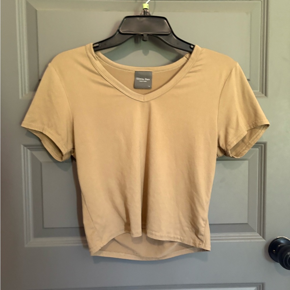 Tan Cropped T-Shirt